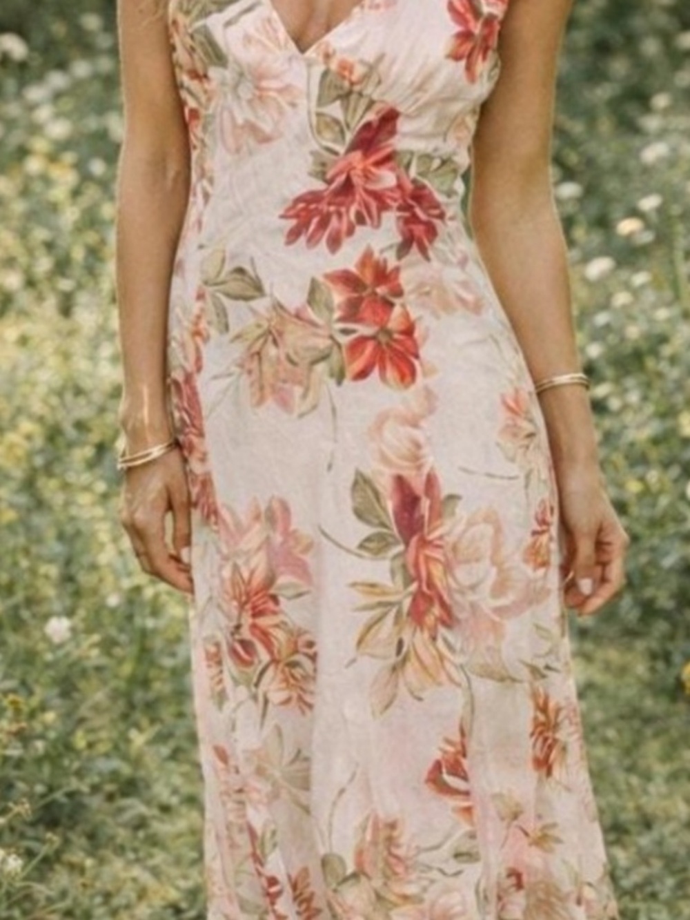 Paper Heart Romantic Pink Floral V-Neck Maxi Dress
